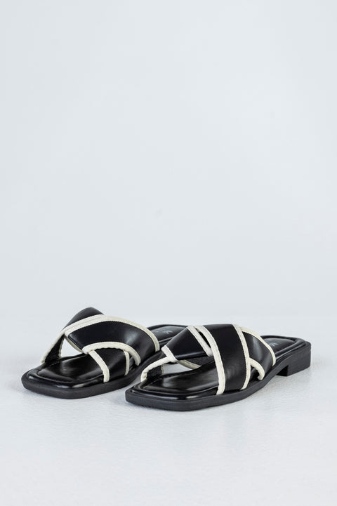 Crossover slide sandals