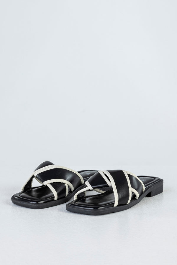Crossover slide sandals