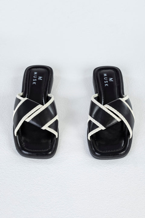 Crossover slide sandals
