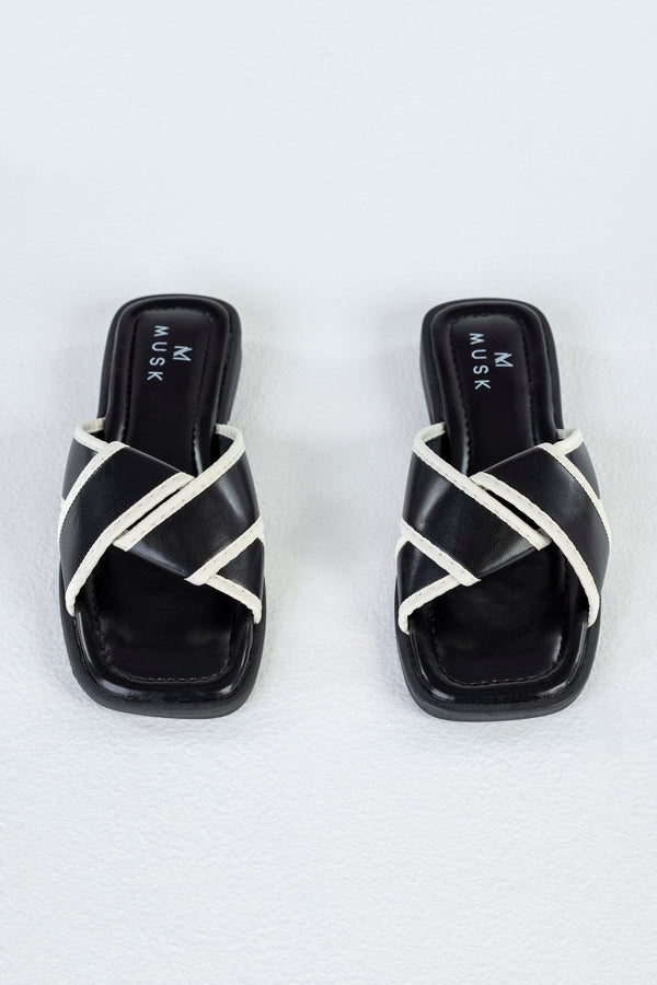 Crossover slide sandals