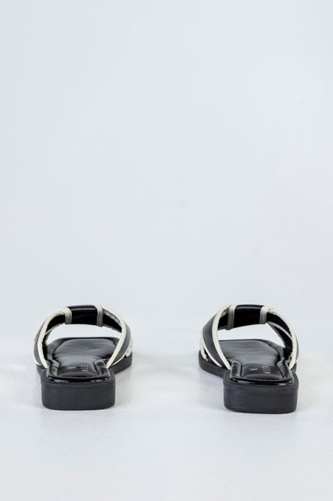 Crossover slide sandals