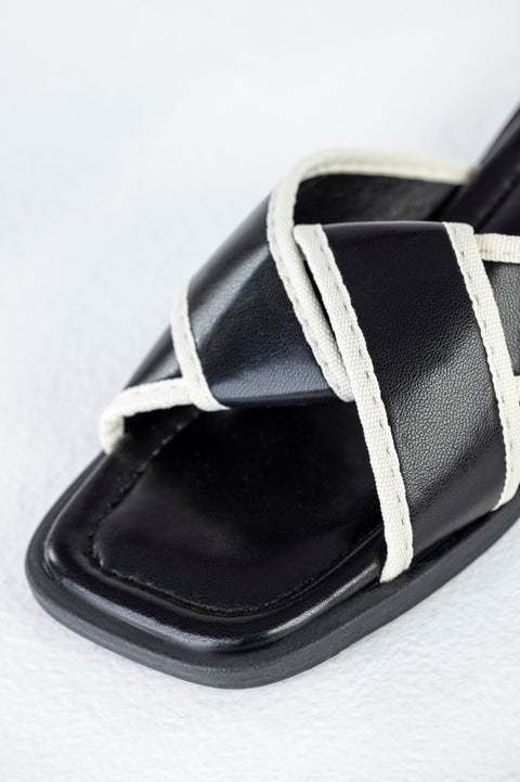 Crossover slide sandals