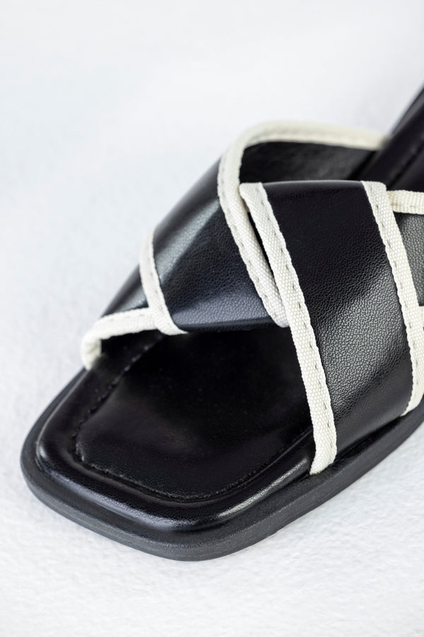 Crossover slide sandals
