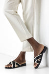 Crossover slide sandals
