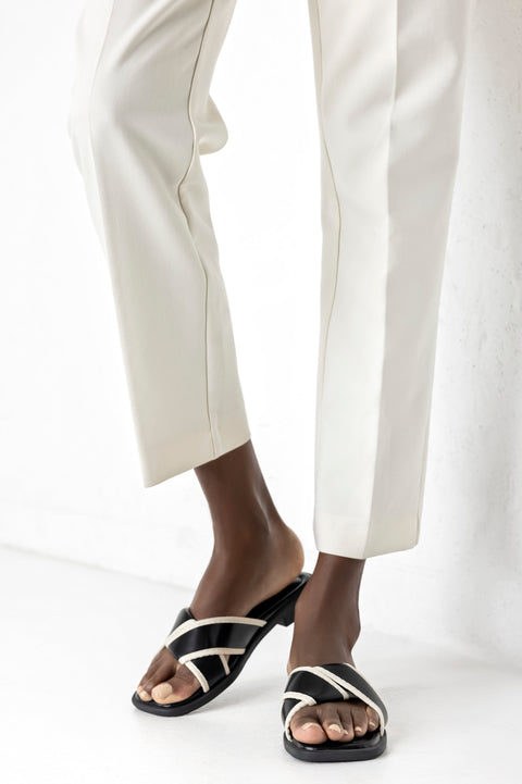 Crossover slide sandals