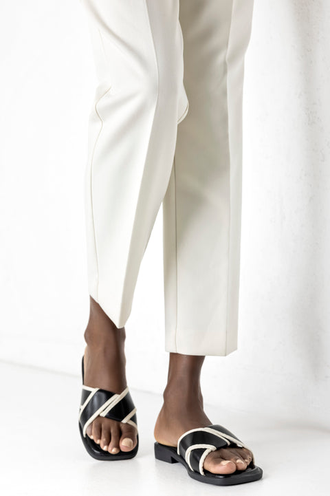 Crossover slide sandals