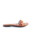 Leather, braided, flat sole slide sandals