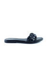 Leather, braided, flat sole slide sandals